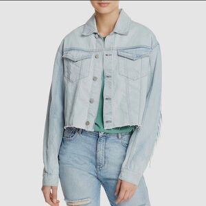 DL1961 Women's Blue Annie Cropped Button Denim Jean Jacket Coat Size S